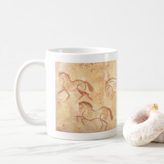Höhle Zeichnend Malen von Pferden Kaffeetasse (Mit Donut)