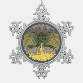 Höhlen-Drache 2016 Schneeflocken Zinn-Ornament