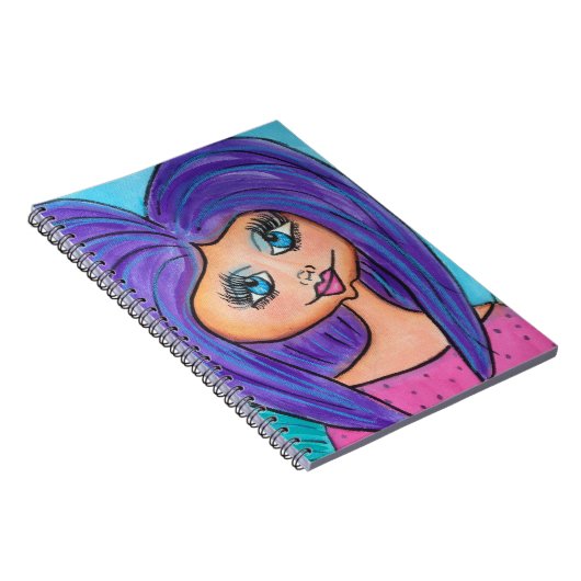 Höhlen-Frau - Notizbuch - lila Notizblock (Rechte Seite)