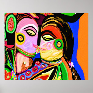 Höhlen-Kunst Khajuraho Art - vertrauter Kuss Poster