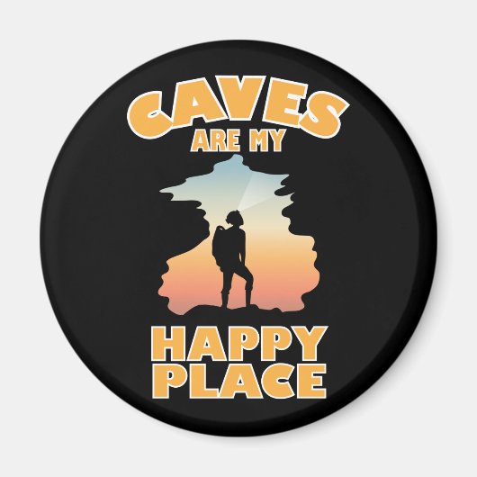 Höhlen sind mein glücklicher Ort - Funny Caving Magnet (Vorne)