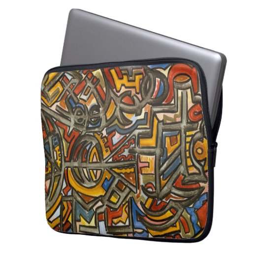 Höhlen-Symbol-Modernes Kunst-Aquarell Laptopschutzhülle (Vorderseite Links)