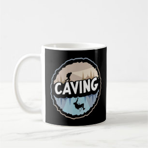 Höhlenforscher erkunden kaffeetasse