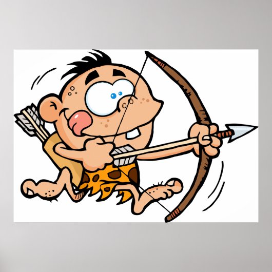 Höhlenjunge mit Bow und Pfeil Poster (Vorne)