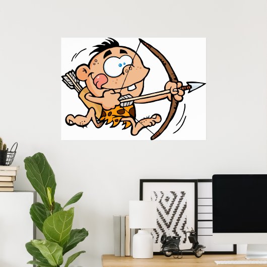 Höhlenjunge mit Bow und Pfeil Poster (Heimbüro)