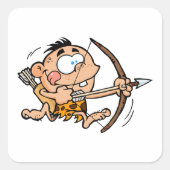 Höhlenjunge mit Bow und Pfeil Quadratischer Aufkleber (Vorderseite)