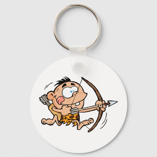 Höhlenjunge mit Bow und Pfeil Schlüsselanhänger (Vorderseite)