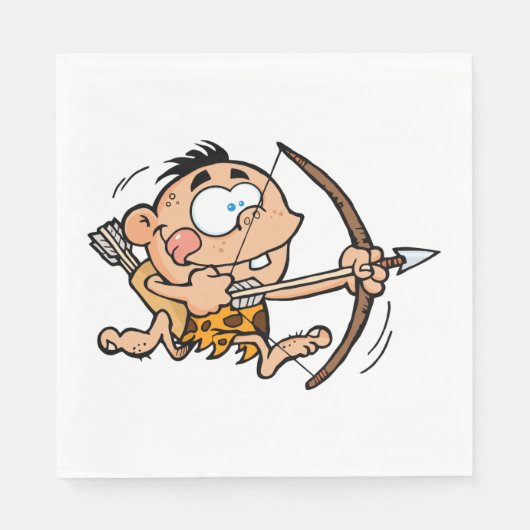 Höhlenjunge mit Bow und Pfeil Serviette (Vorderseite)