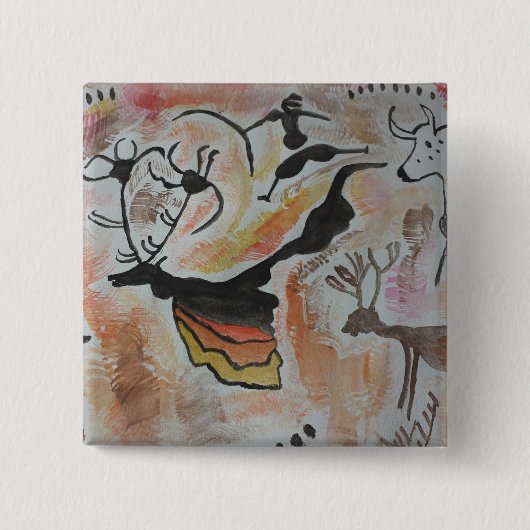 Höhlenkunst Abstrakt Button (Vorderseite)