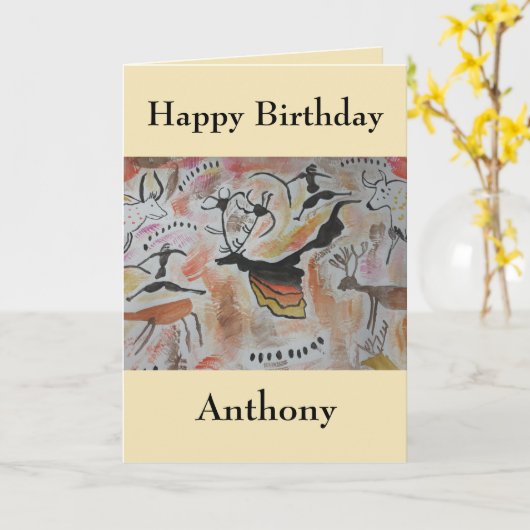 Höhlenkunst Abstrakt Geburtstag Karte (Gelbe Blume)