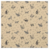 Höhlenkunst Katzen auf Blassorange Stoff (Muster)