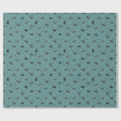 Höhlenkunst Katzen auf Grau Cyan Geschenkpapier (Flach)