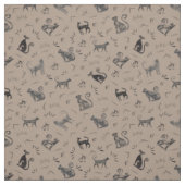 Höhlenkunst Katzen auf Hellbraun Stoff (Muster)