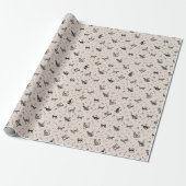 Höhlenkunstkatzen auf Beige Geschenkpapier (Ungerollt)