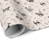 Höhlenkunstkatzen auf Beige Geschenkpapier (Rolleneckpunkt)
