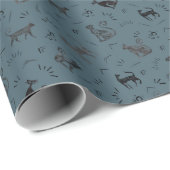 Höhlenkunstkatzen auf dunkelgrauem Azure Geschenkpapier (Rolleneckpunkt)