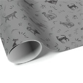 Höhlenkunstkatzen auf Grau Geschenkpapier (Rolleneckpunkt)
