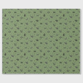Höhlenkunstkatzen auf Grün Geschenkpapier (Flach)