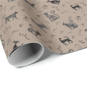 Höhlenkunstkatzen auf Hellbraun Geschenkpapier (Rolleneckpunkt)