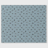 Höhlenkunstkatzen auf Hellgrauem Azurblau Geschenkpapier (Flach)