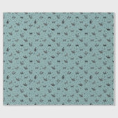 Höhlenkunstkatzen auf hellgrauem Cyan Geschenkpapier (Flach)