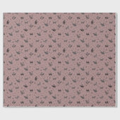 Höhlenkunstkatzen auf staubgrauem Rosa Geschenkpapier (Flach)