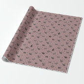 Höhlenkunstkatzen auf staubgrauem Rosa Geschenkpapier (Ungerollt)