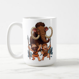 Höhlenmensch-Vater und Sohn auf Mammutjagd Kaffeetasse
