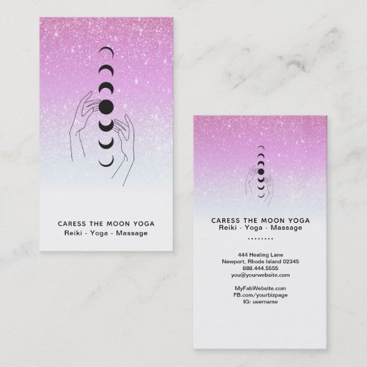 *~* Höhlenmondphasen + Hände Celestischer Glitzer Visitenkarte (Vorne/Hinten)