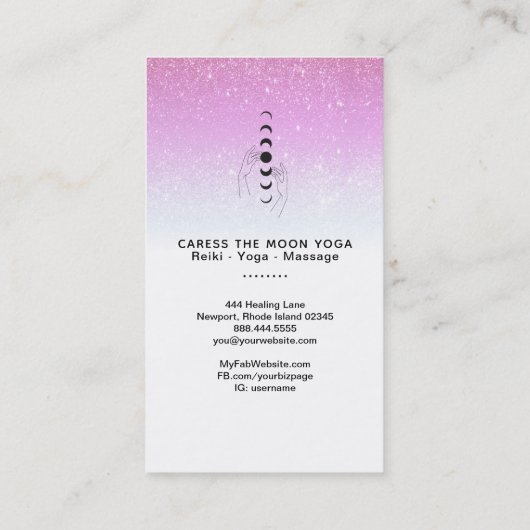 *~* Höhlenmondphasen + Hände Celestischer Glitzer Visitenkarte (Rückseite)