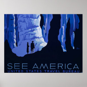 Höhlenreisen Höhle Vintage Reiseplakat Poster