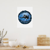 Höhlentauchen Kunst - Unterwasser-Taucher Poster (Küche)
