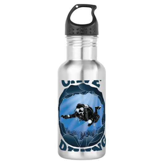 Höhlentauchen - Unterwassertaucher Edelstahlflasche (Vorderseite)