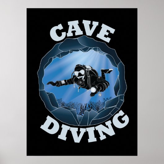 Höhlentauchen - Unterwassertaucher Poster (Vorne)