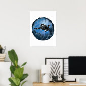 Höhlentauchen - Unterwassertaucher Poster (Heimbüro)