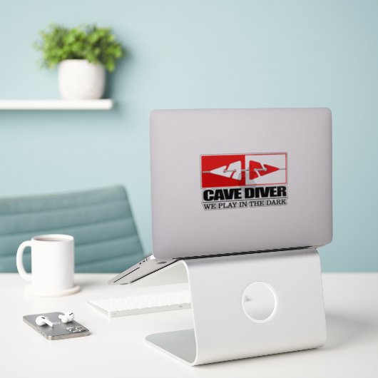 Höhlentaucher (LM) Aufkleber (Laptop auf Schreibtisch)