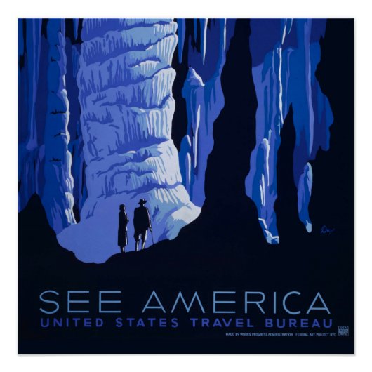 Höhlenweg Vintage Travel Poster (Vorderseite)