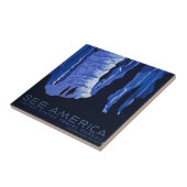 Höhlenweg Vintage Travel Poster Fliese (Seite)