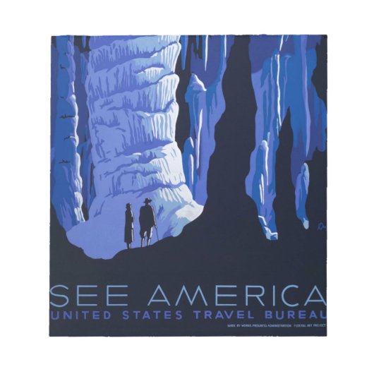 Höhlenweg Vintage Travel Poster Notizblock (Vorderseite)