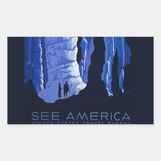 Höhlenweg Vintage Travel Poster Rechteckiger Aufkleber (Vorderseite)