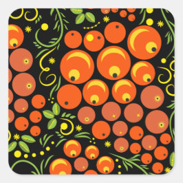 Hohloma Egg Black und Rowan Quadratischer Aufkleber