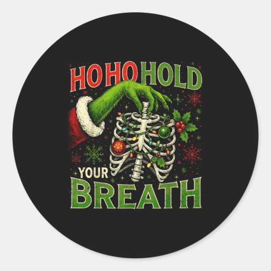 Hoho Hold Your Breath Funny Nurse Christmas  Runder Aufkleber (Vorderseite)