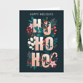 HoHo Holly Branches Candy Cane Weihnachtskarte Dankeskarte