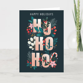 HoHo Holly Branches Candy Cane Weihnachtskarte Dankeskarte