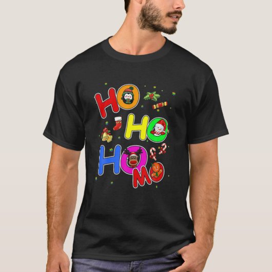 Hoho Homo Gay Weihnachts-Weihnachtsmannmütze Liebe T-Shirt (Vorderseite)