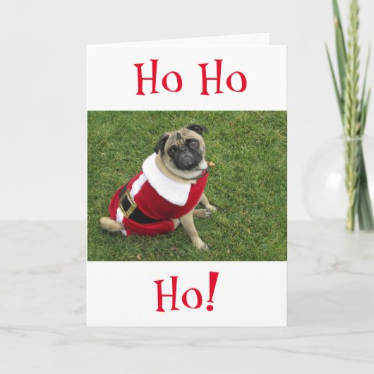 HoHo Mops Weihnachtskarte Feiertagskarte (Vorderseite)