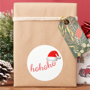 HoHo Weihnachts-Hat Red White Runder Aufkleber