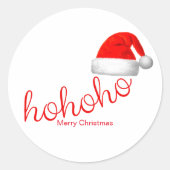 HoHo Weihnachts-Hat Red White Runder Aufkleber (Vorderseite)