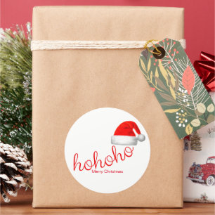 HoHo Weihnachts-Hat Red White Runder Aufkleber
