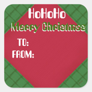 HoHoHo Frohe Weihnachten bis und von Label Quadratischer Aufkleber